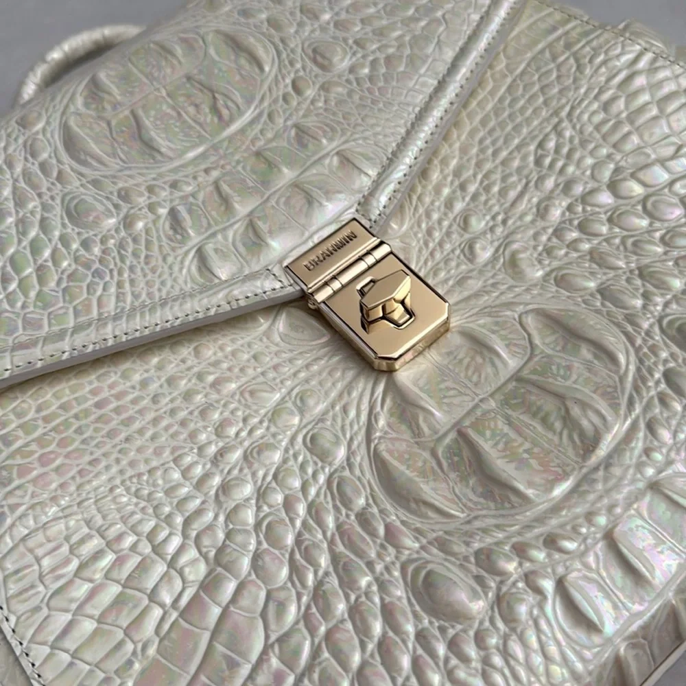 Brahmin | Liz Milk Melbourne Iridescent Croc Convertible Leather Backpack Purse