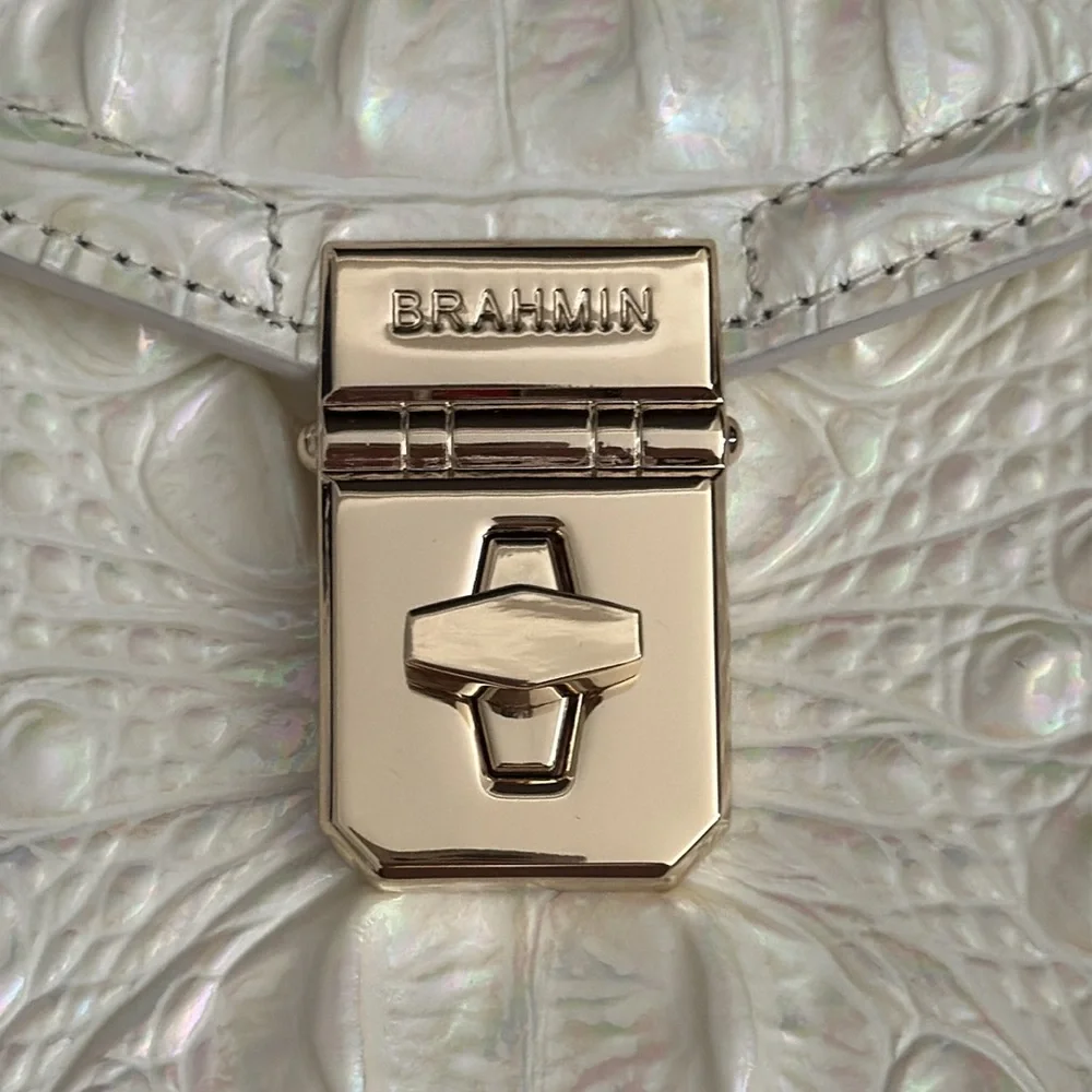 Brahmin | Liz Milk Melbourne Iridescent Croc Convertible Leather Backpack Purse