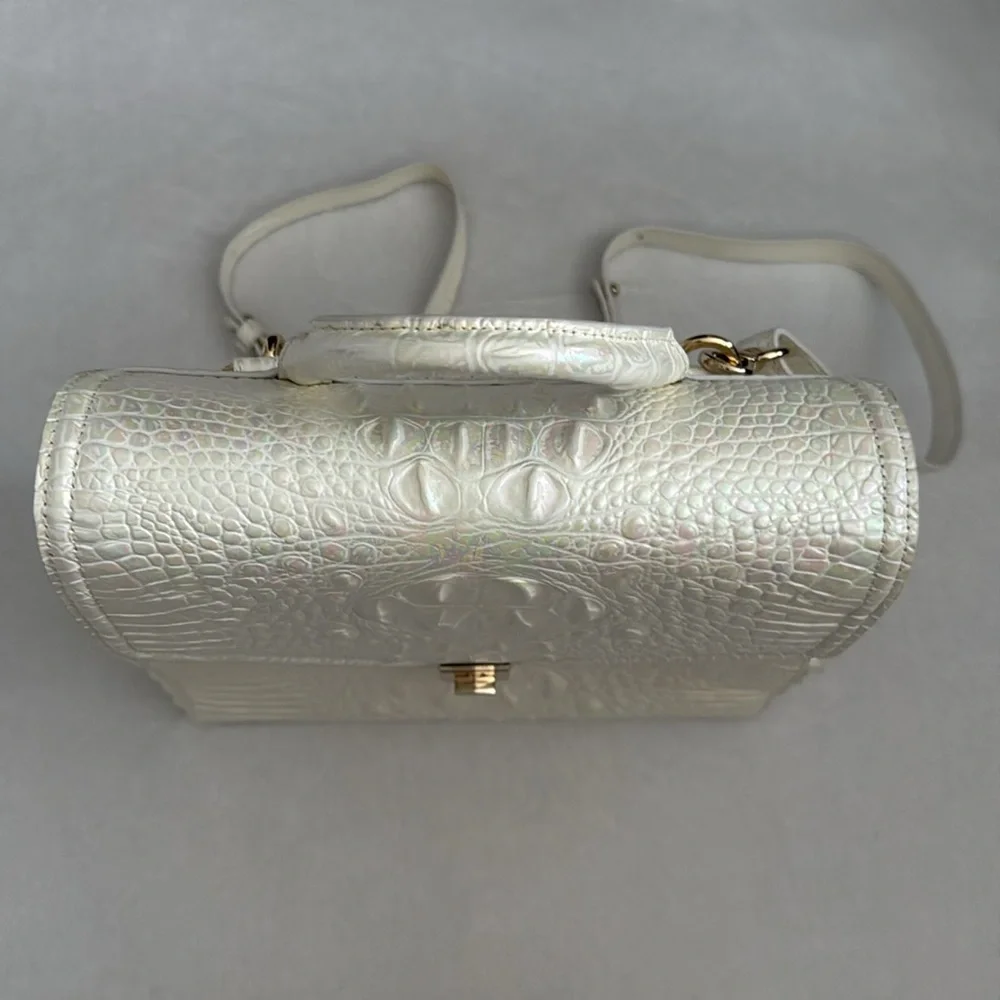 Brahmin | Liz Milk Melbourne Iridescent Croc Convertible Leather Backpack Purse