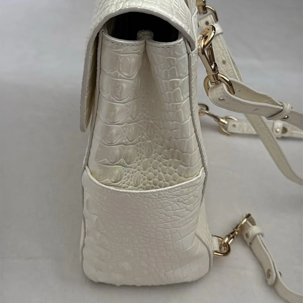 Brahmin | Liz Milk Melbourne Iridescent Croc Convertible Leather Backpack Purse