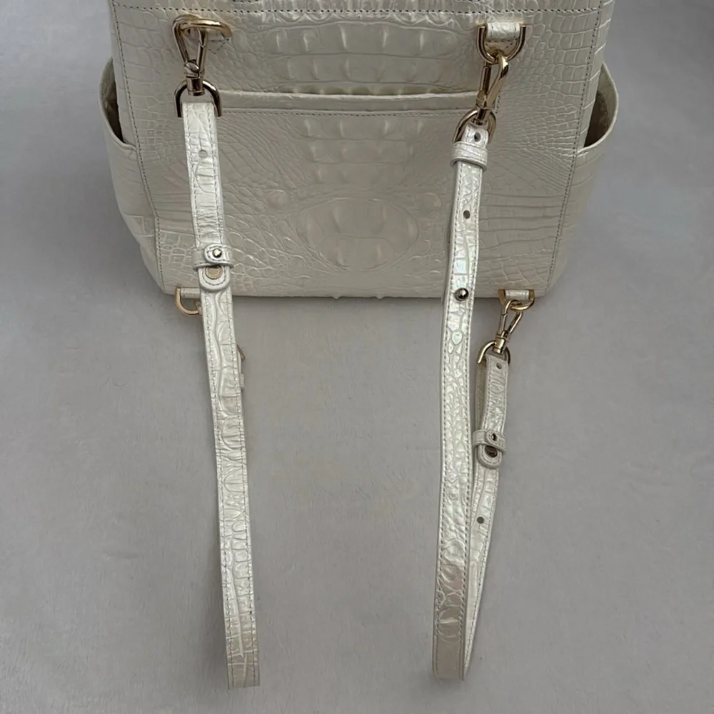 Brahmin | Liz Milk Melbourne Iridescent Croc Convertible Leather Backpack Purse