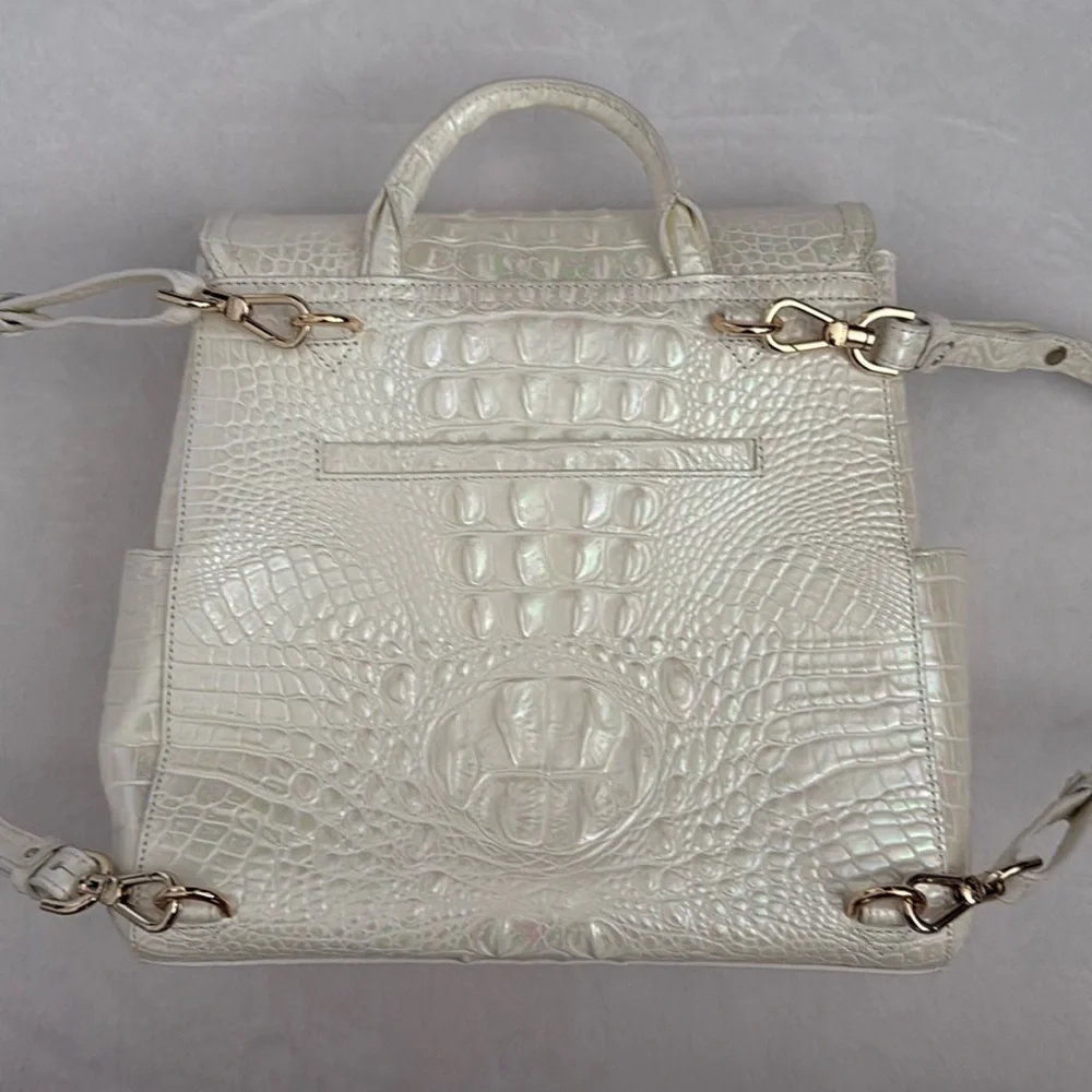 Brahmin | Liz Milk Melbourne Iridescent Croc Convertible Leather Backpack Purse