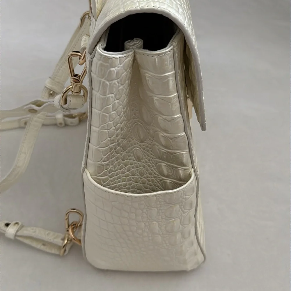 Brahmin | Liz Milk Melbourne Iridescent Croc Convertible Leather Backpack Purse