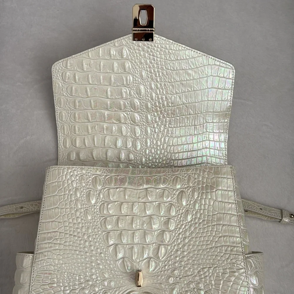 Brahmin | Liz Milk Melbourne Iridescent Croc Convertible Leather Backpack Purse