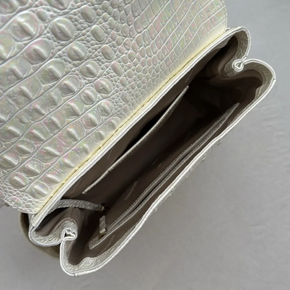 Brahmin | Liz Milk Melbourne Iridescent Croc Convertible Leather Backpack Purse