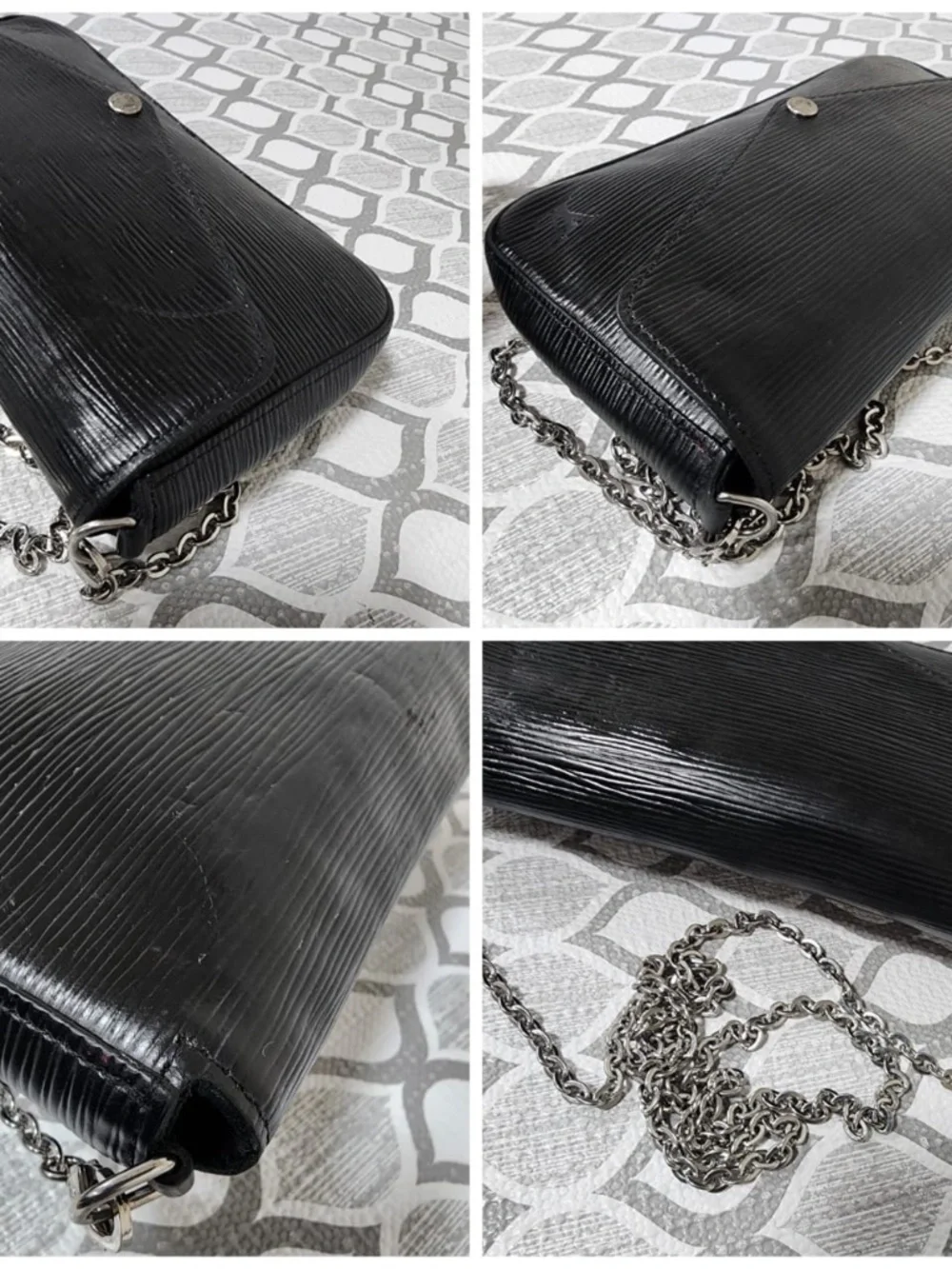 Authentic LOUIS VUITTON Epi Felicie Crossbody Bag Black