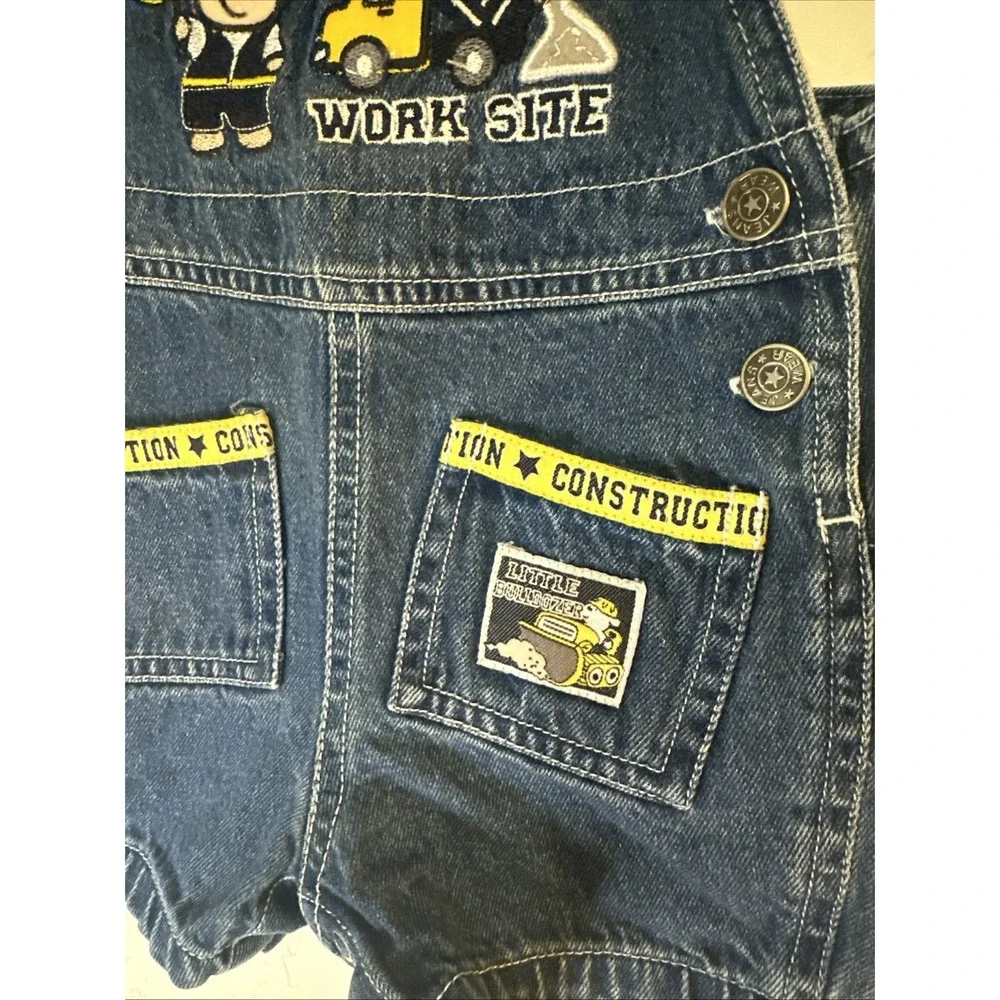 Vintage Baby 6-9months Shortalls Y2K Construction Little Bulldozer Work Site‎