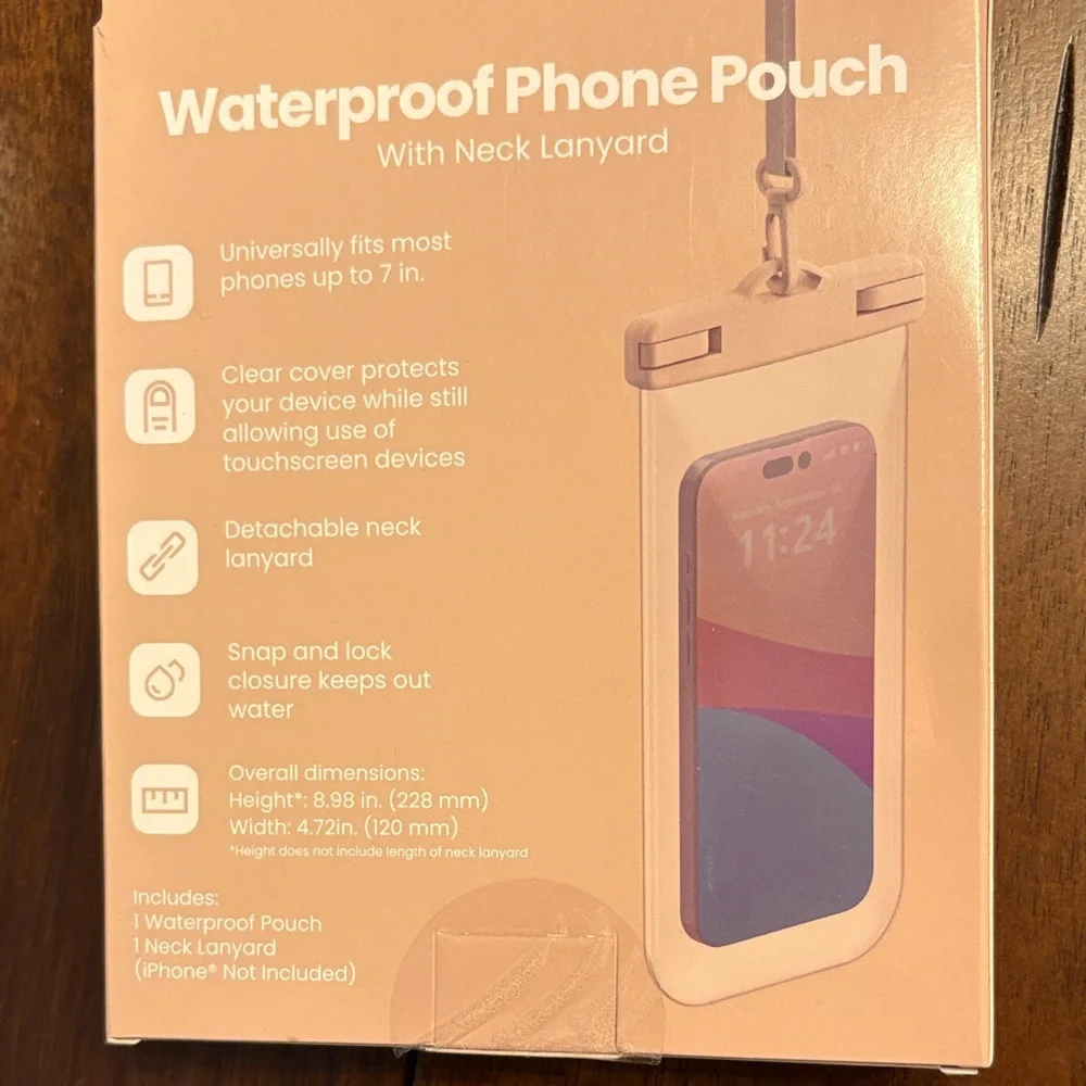 heyday Pink Waterproof Phone Pouch with Mini Glitter Phone Grip & Suction Mount