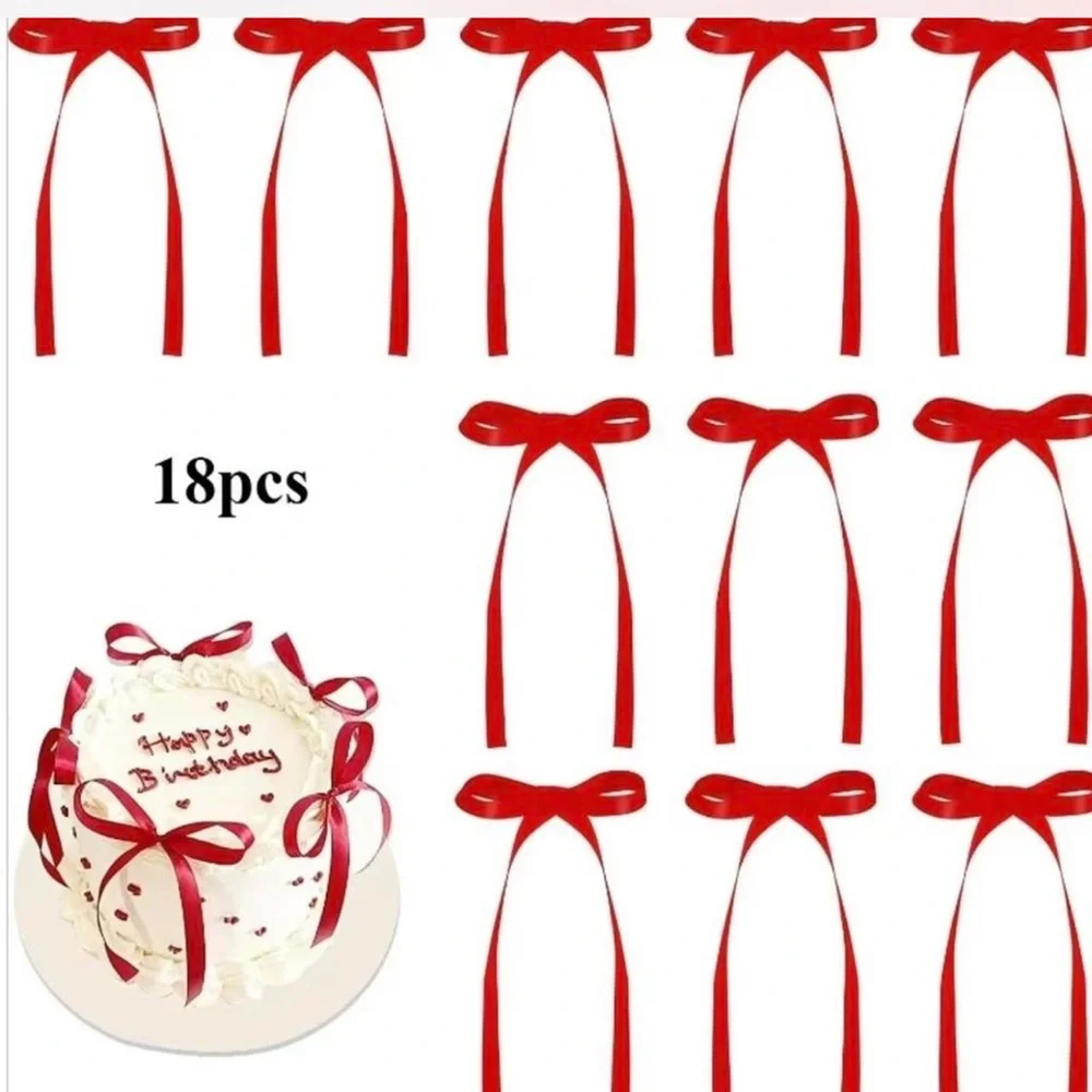 Target Red Ribbon Cake Bows - 18pc Party Cake Toppers