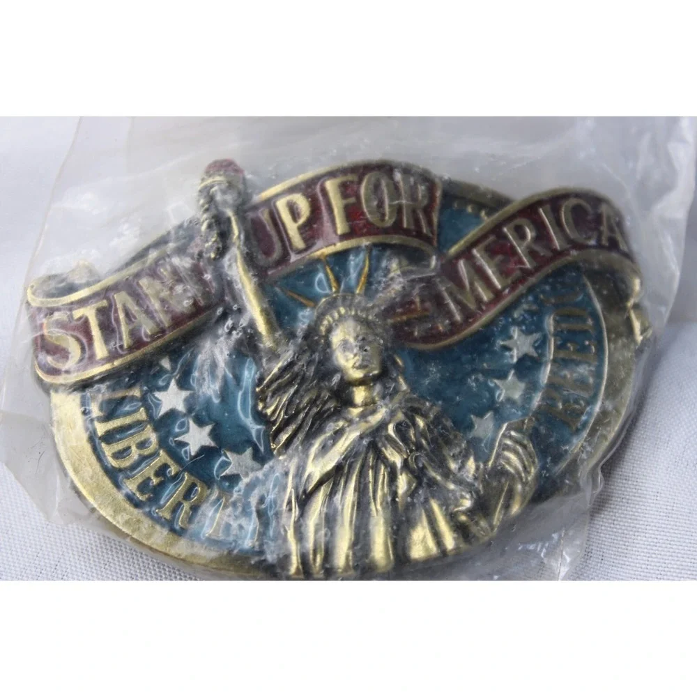 VTG 1984 STAND UP FOR AMERICA Statue of Liberty Freedom Belt Buckle Patriotic