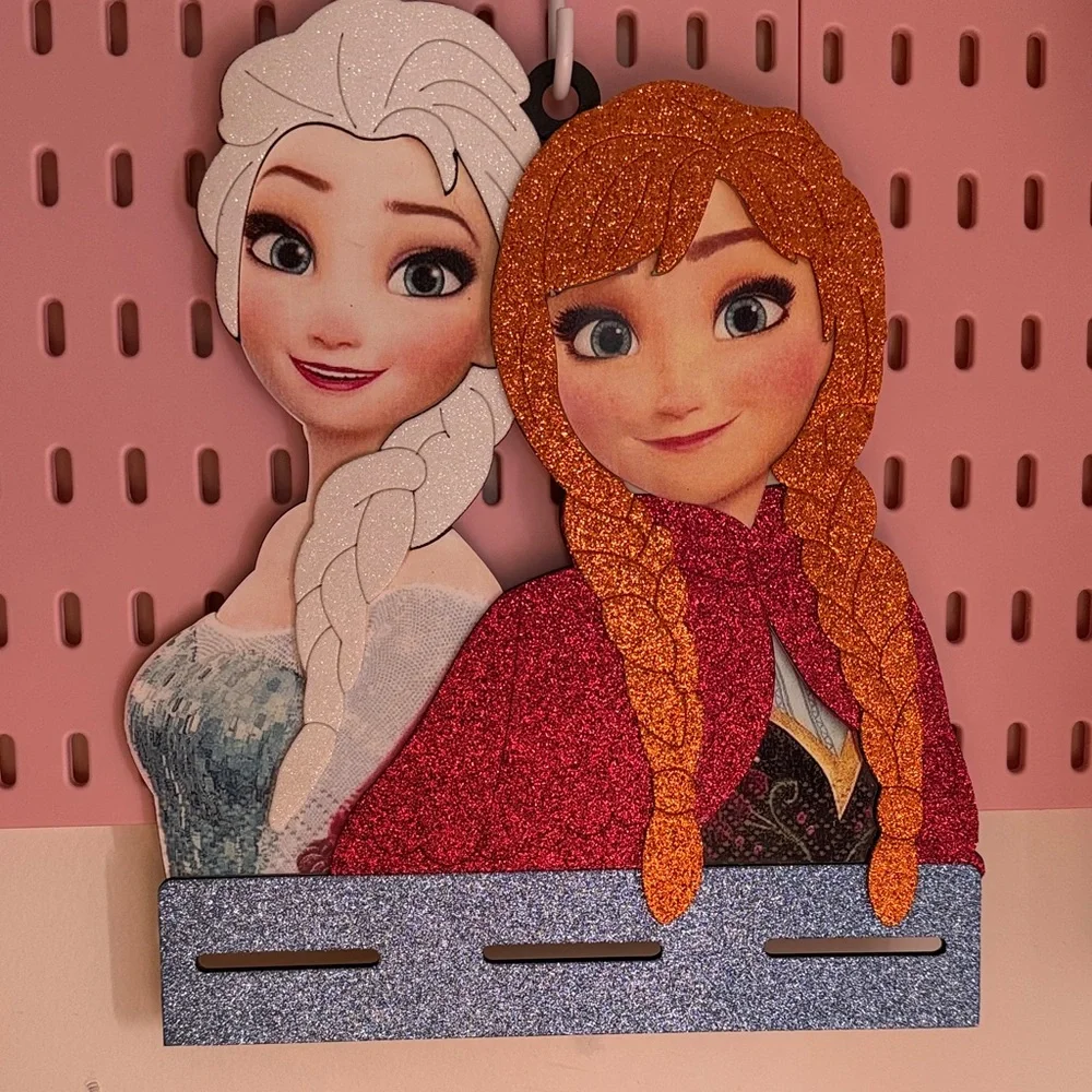 Anna & Elsa Glitter Bow holder or organizer - Pink, White, Orange