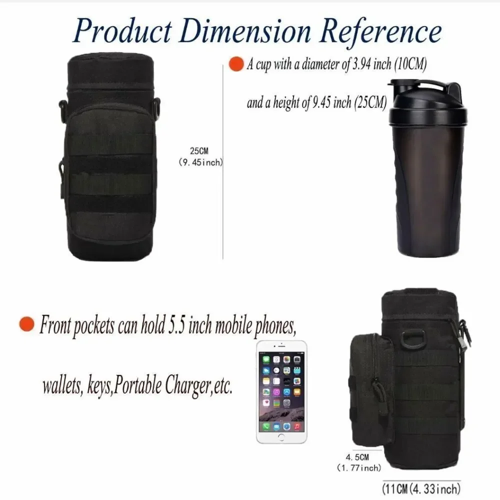 Military Water Bottle Pouch Holder Tactical Hiking Kettle Gear Molle Pack Bag US