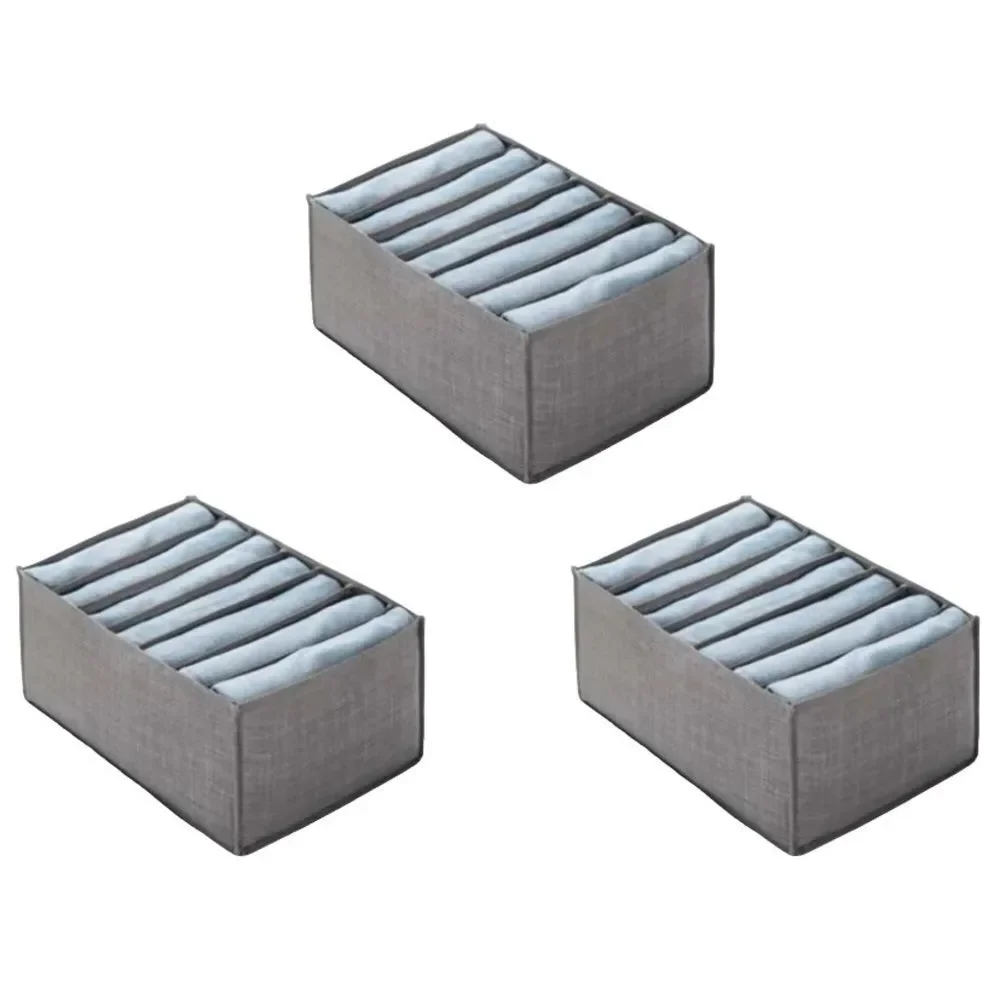 Clothes Organizer Cloth Gray 7 Slots Dividers Cube Organizer 3 Pcs Medium O