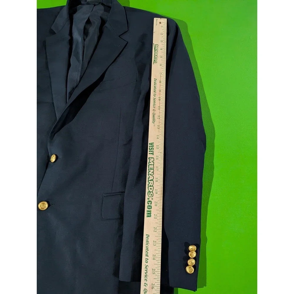 Lauren Ralph Lauren Blazer Mens 46L Blue Navy Gold Buttons Wool  Sport Coat