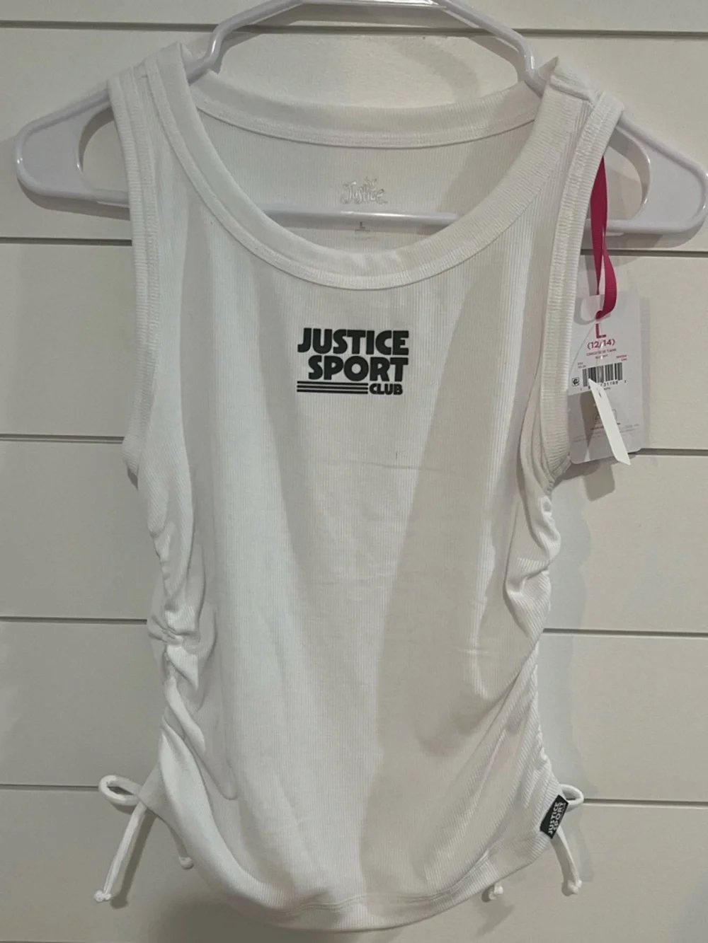 Justice White Sport Club Side-Tie Tank