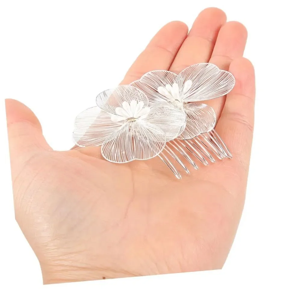 Silver Floral Beach Hair Comb Accessory New