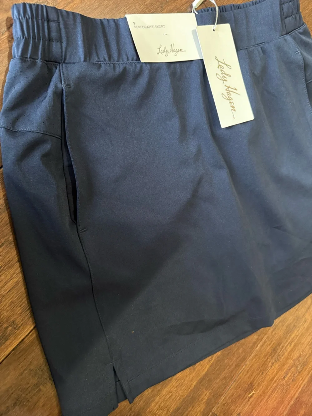 Lady Hagen Small Navy Blue Perforated Skort