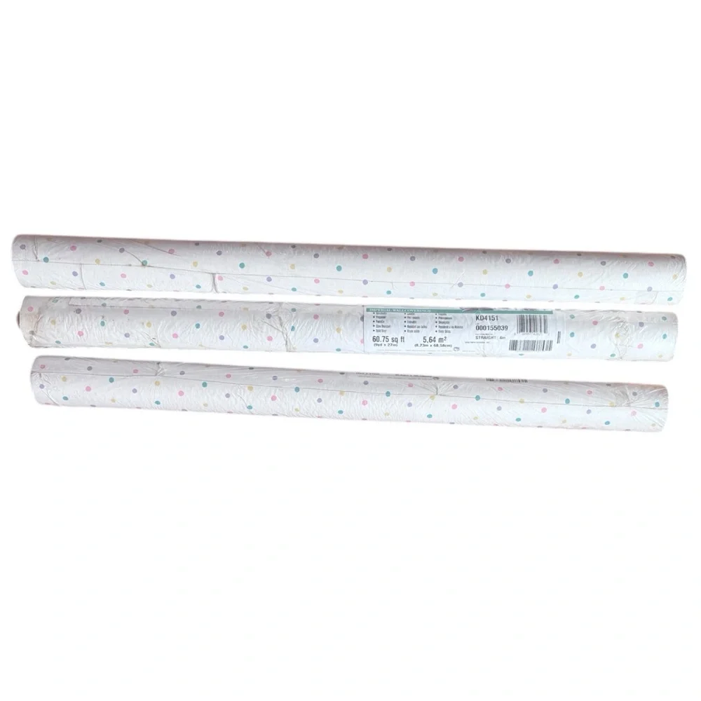 VTG 3 Rolls Imperial Pastel Polka-dot Wallpaper- Sealed