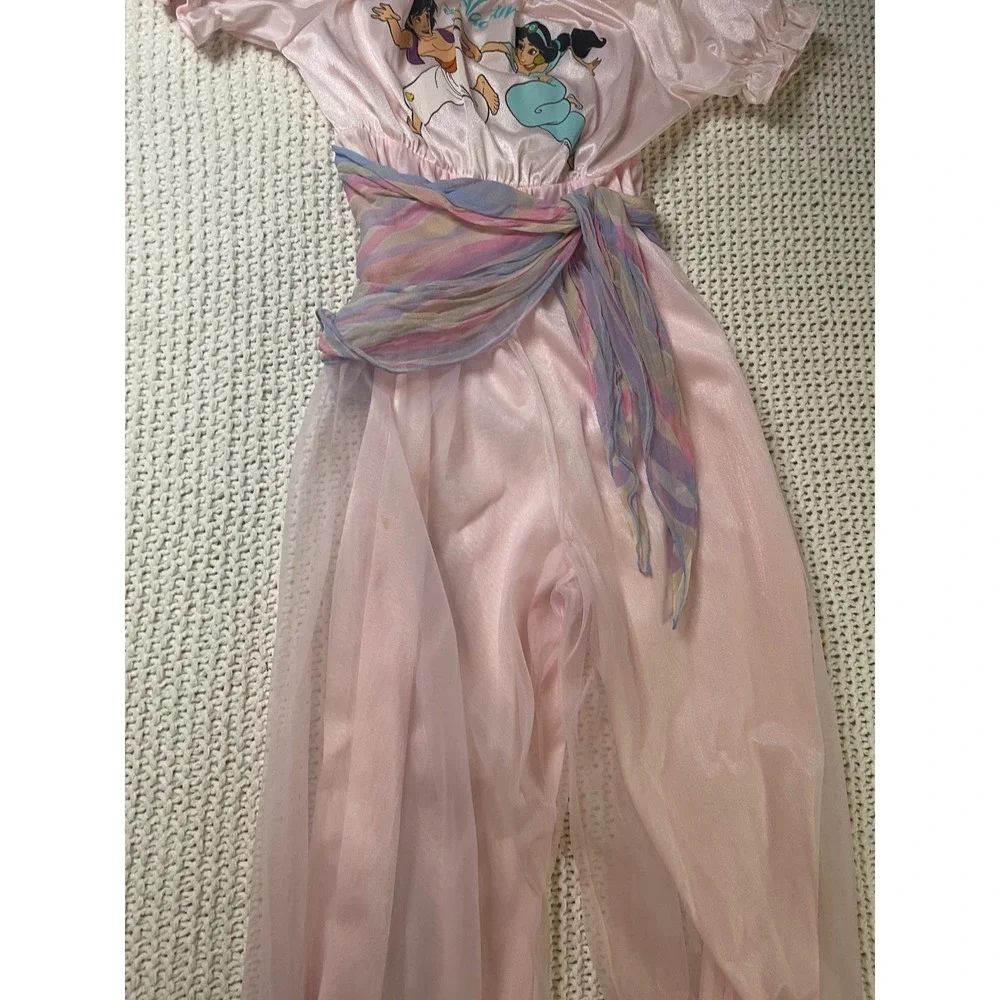 VTG 1pc Disney Aladdin Jasmine Jumpsuit Costume Pink Girls Sz8 PJ's Harem Pants