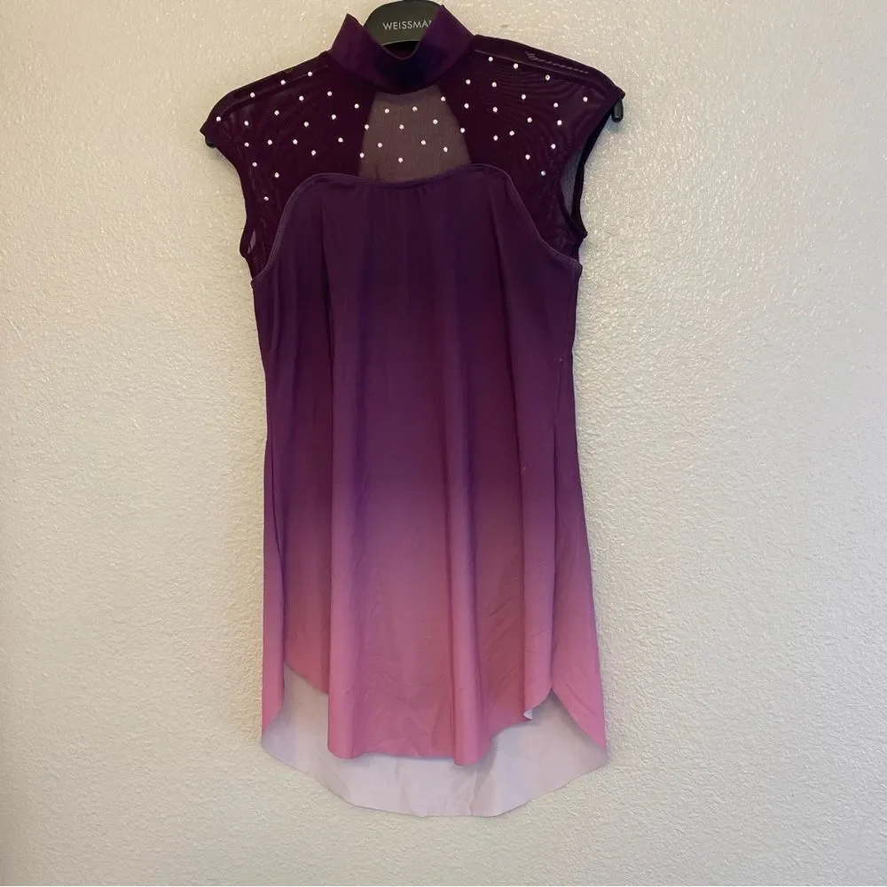 WEISSMAN Dance Costume purple rhinestones ombre Have Mercy 13294 MC 10/12