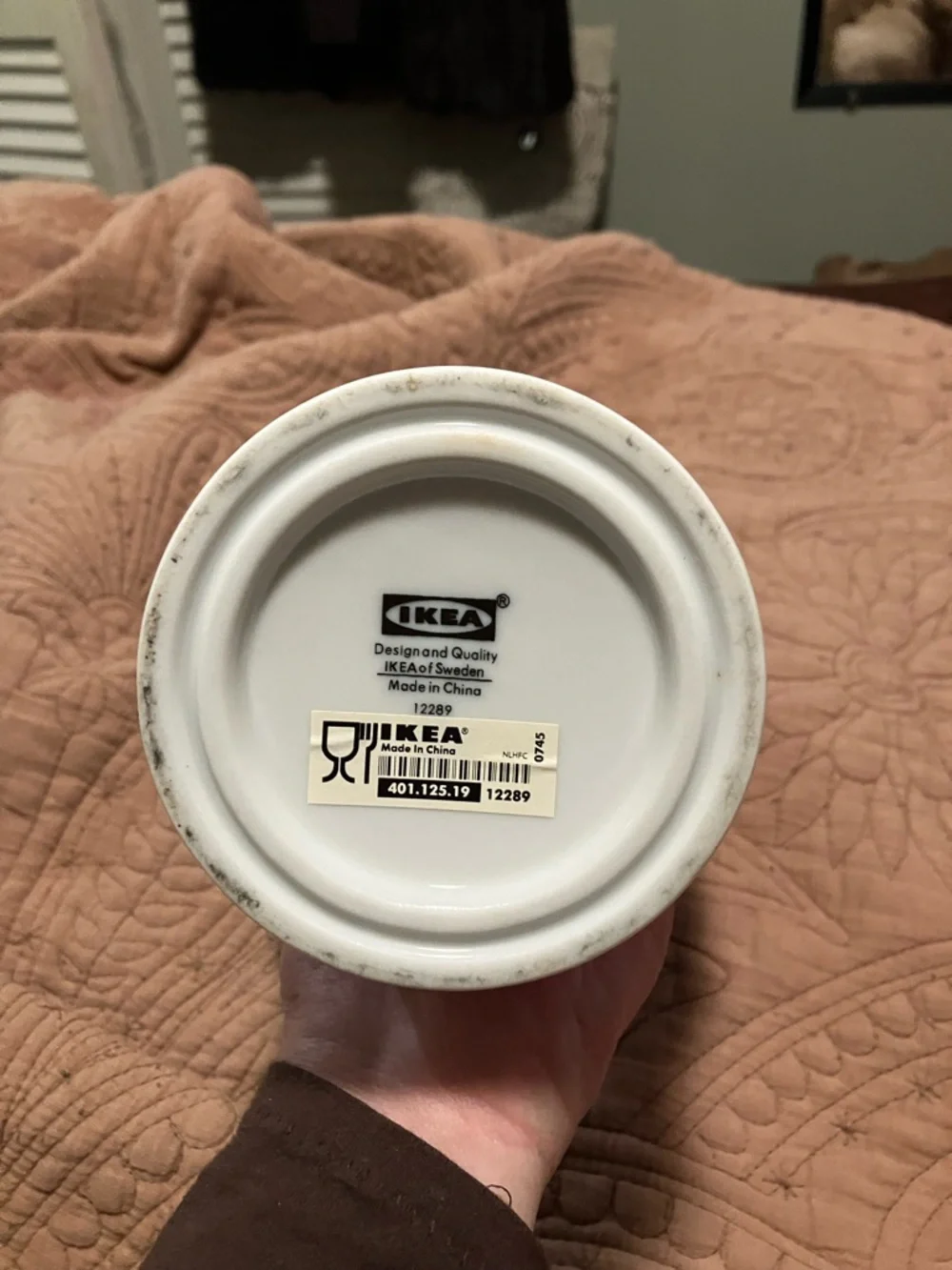 NWT IKEA Dropper White Ceramic Canister with Wooden Lid
