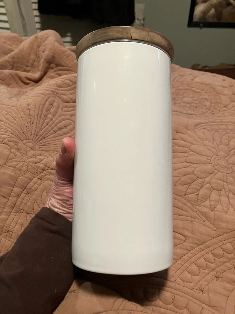 NWT IKEA Dropper White Ceramic Canister with Wooden Lid