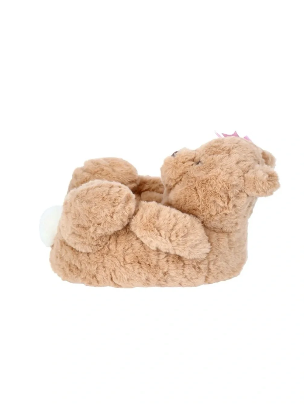 3D Teddy Bear Plush Brown Pink Bow Toddler, Little & Big Girls Cute Slippers