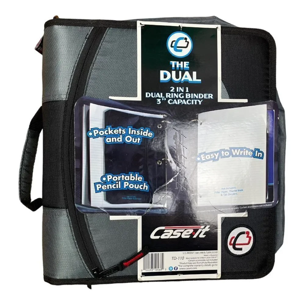 NWT Case-It School Binder 2 in 1 Dual Ring Binder, 3