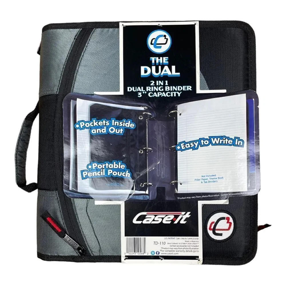 NWT Case-It School Binder 2 in 1 Dual Ring Binder, 3