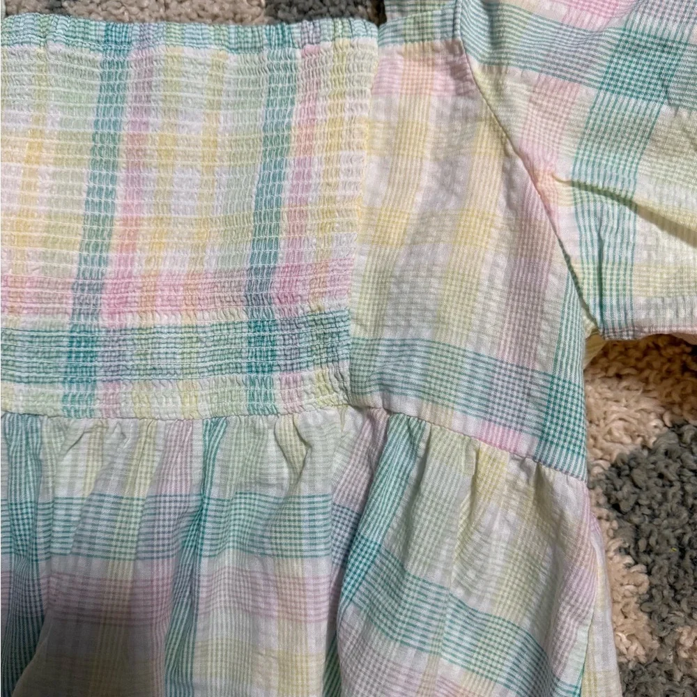 OLD NAVY NWT New With Tags Puff Sleeve Smocked Seersucker Babydoll Swing Blouse