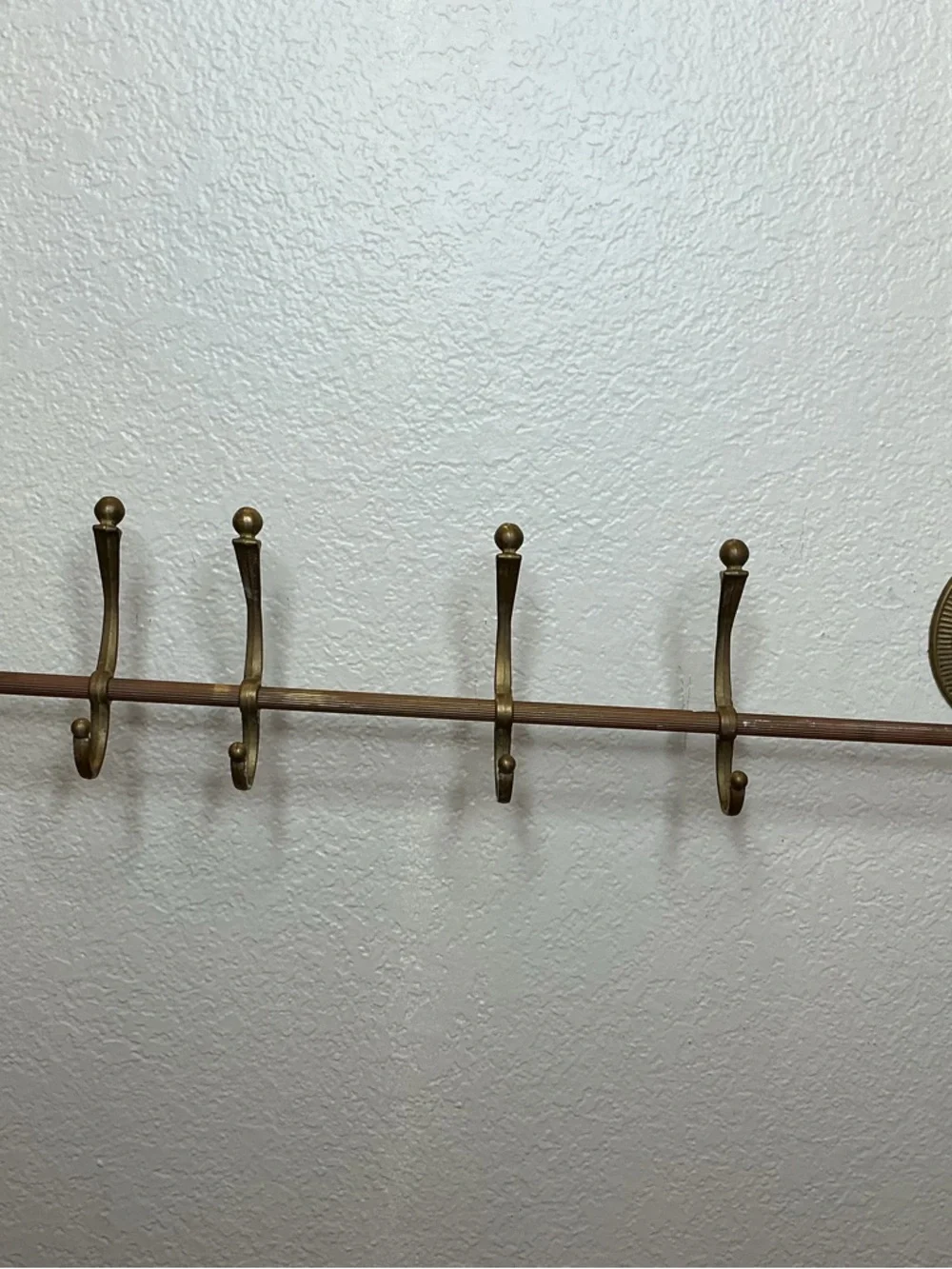 34” L Vintage Brass Horse Head Wall Hook Rack - Brown/Gold