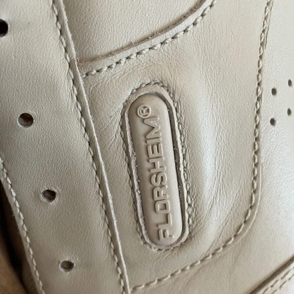 FLORSHEIM DARK CREAM COLORED LEATHER SNEAK…