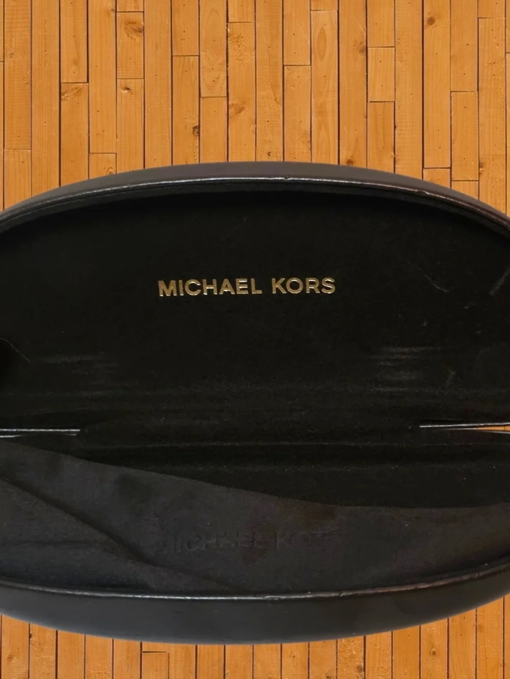 Michael Kors Eyeglass Case Dark Brown Hard Shell Sunglasses Case Logo Leather