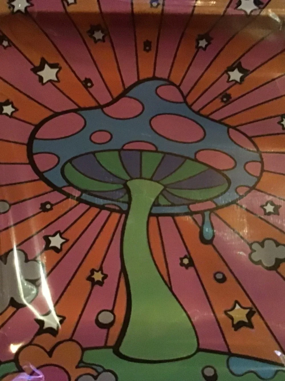 Psychedelic Mushroom Metal rolling tray - Pink & Orange