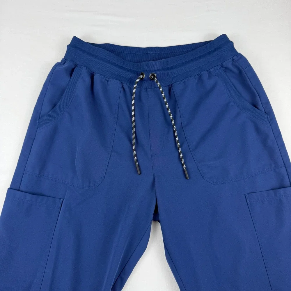 Beyond Scrubs Cloud Nine 6-Pocket Knit Waistband Cargo Jogger Scrub Pants Navy M