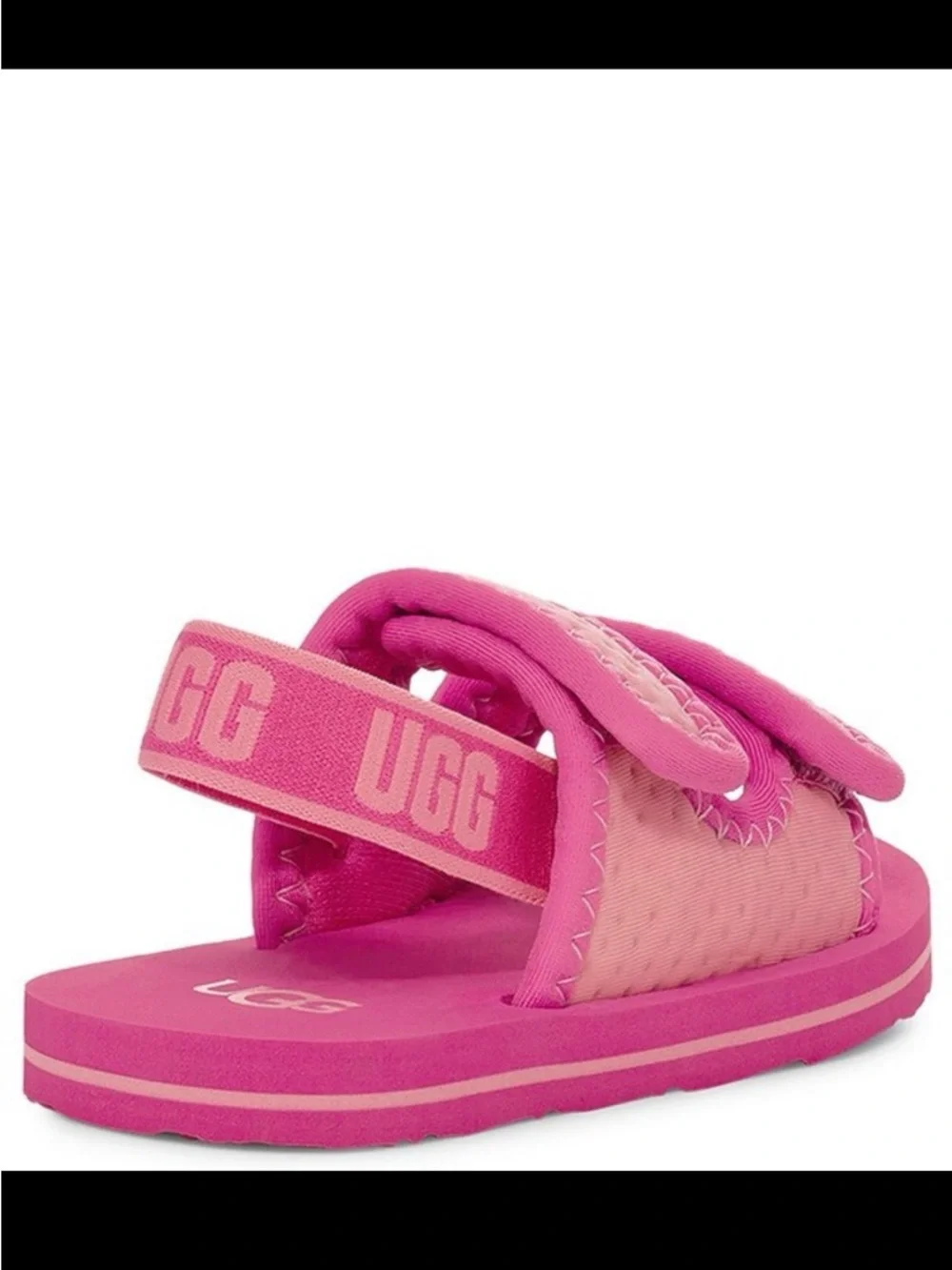 UGG Kids Bright Pink Double-Strap Hook-and-Loop Sandals