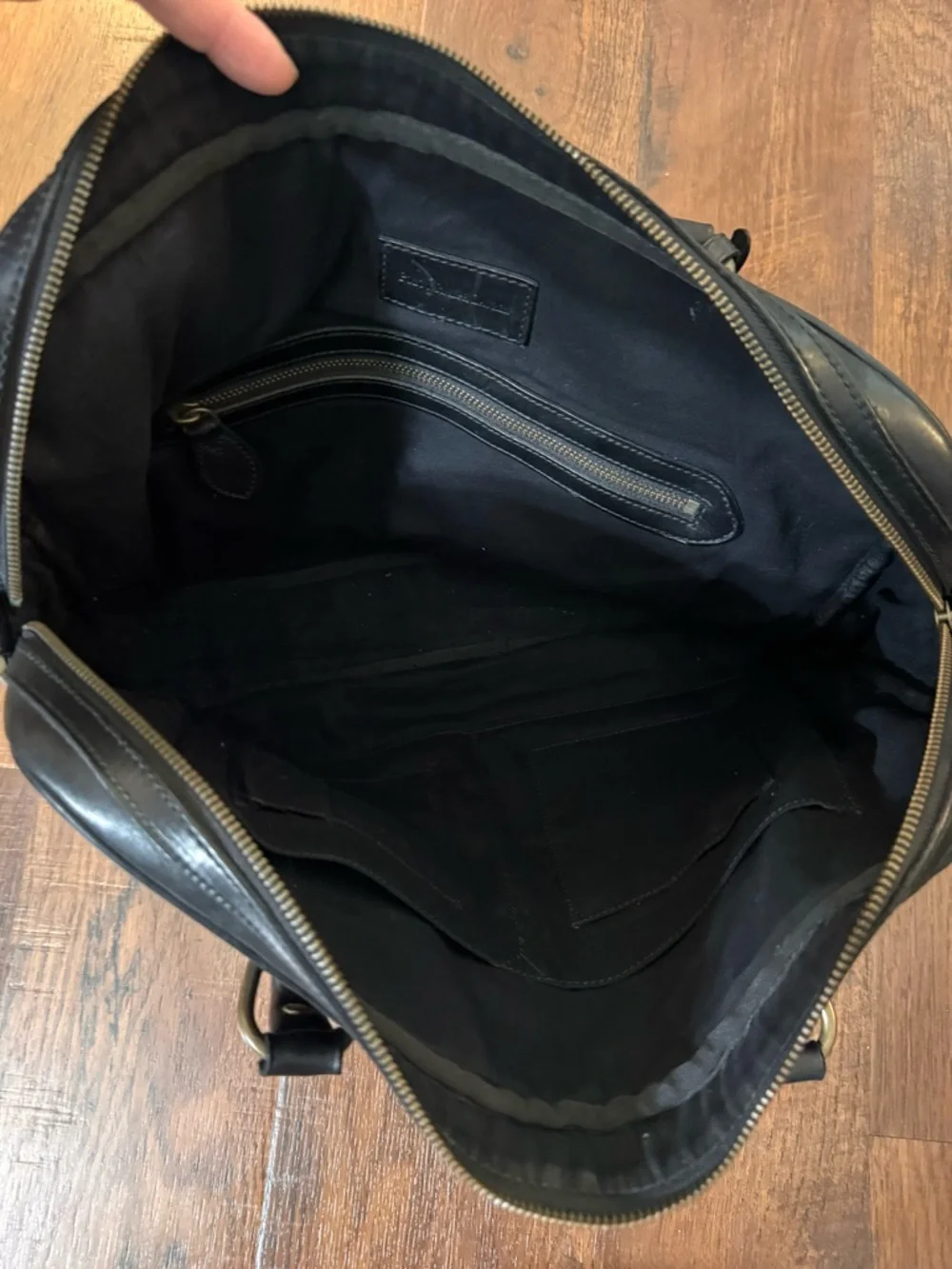 POLO RALPH LAUREN black leather, top handle briefcase/laptop bag, unisex