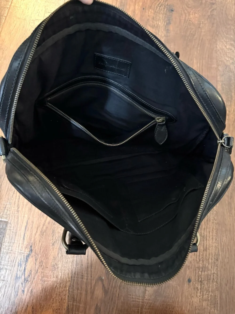 POLO RALPH LAUREN black leather, top handle briefcase/laptop bag, unisex