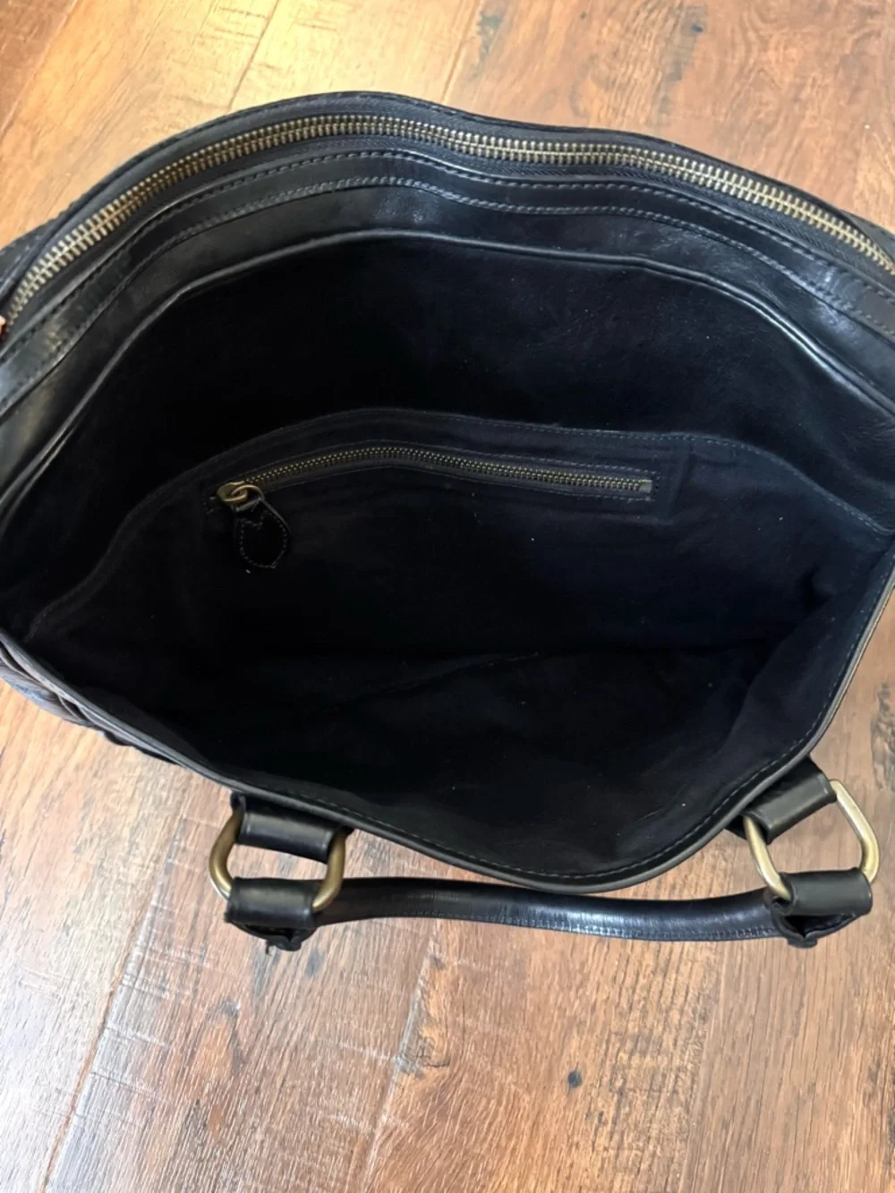 POLO RALPH LAUREN black leather, top handle briefcase/laptop bag, unisex