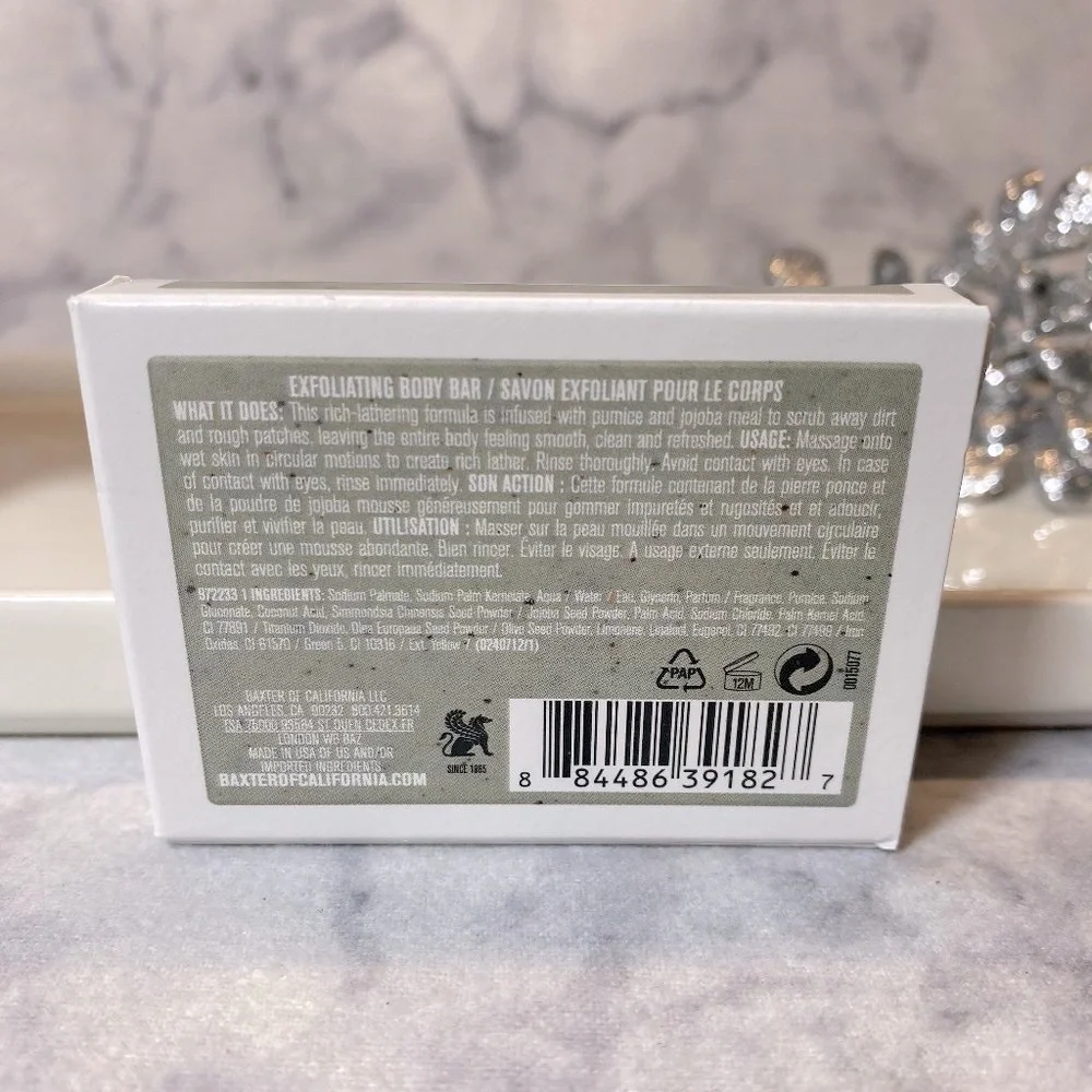 Baxter of California Skincare,Scrub Soap Body Bar Men-Travel 28g,1oz-BOXED-NEW