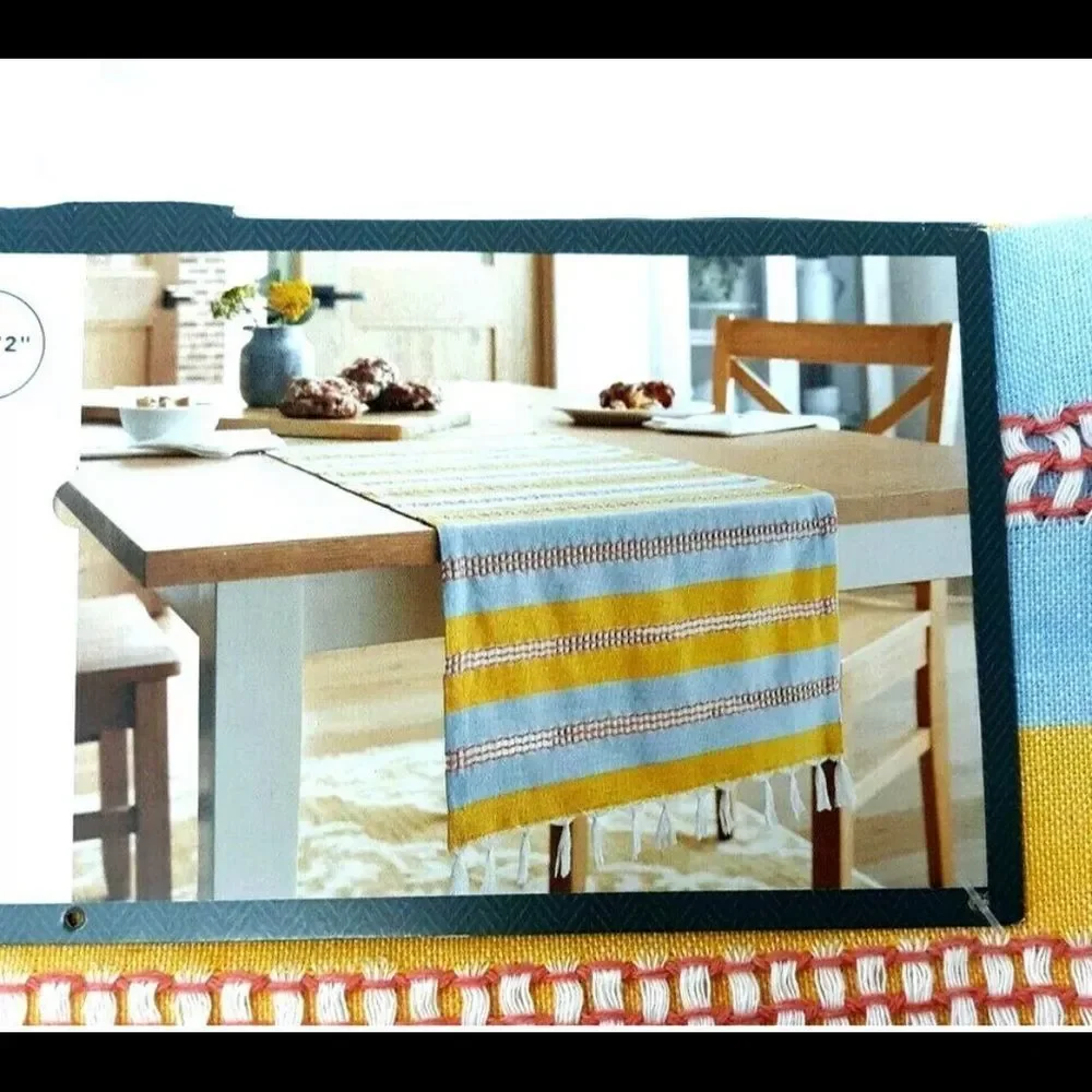 2 Set of Threshold Table Runner 14x72‎ in 100% Cotton Yellow Cloth Decorative