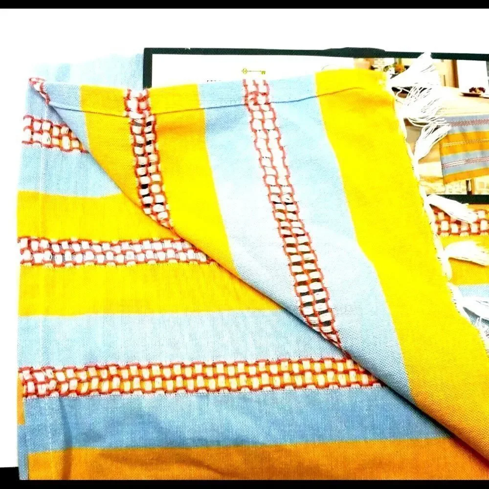 2 Set of Threshold Table Runner 14x72‎ in 100% Cotton Yellow Cloth Decorative