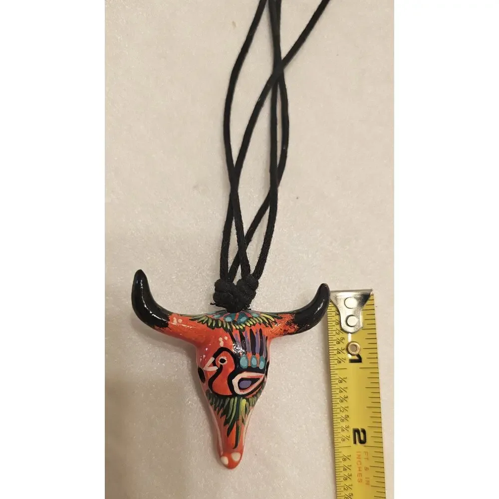 Neon‎ Talavera Cow Bird Skull Steer Head Longhorn horn Pottery MX Hanging Art