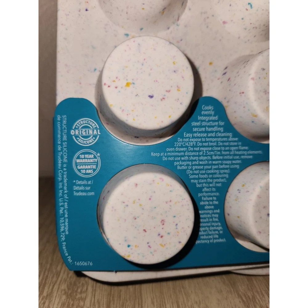 Trudeau Silicone 24 Count Mini Muffin Pan, Multi-Color Confetti, Dishwasher Safe