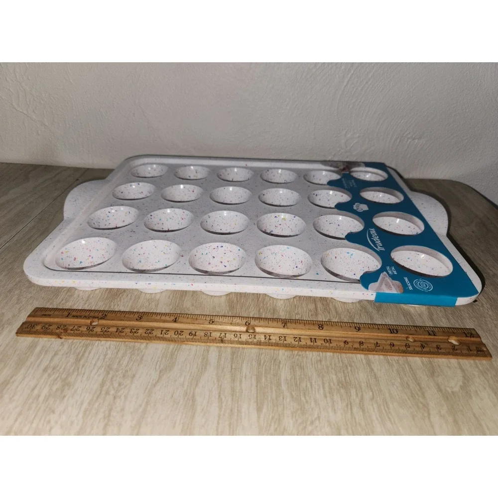 Trudeau Silicone 24 Count Mini Muffin Pan, Multi-Color Confetti, Dishwasher Safe
