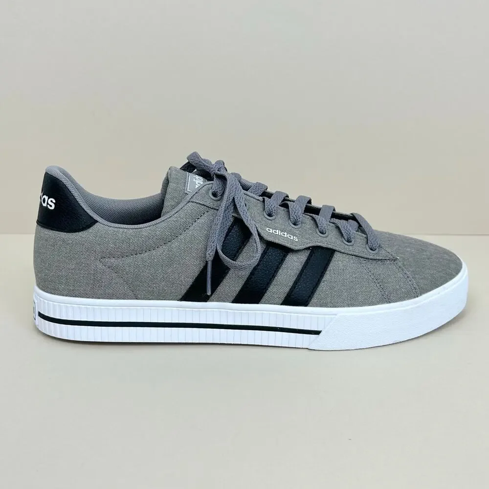 Adidas Men's Daily 3.0 Dove Grey Black Ortholite Insole Lace-Up Sneakers SIZE 11