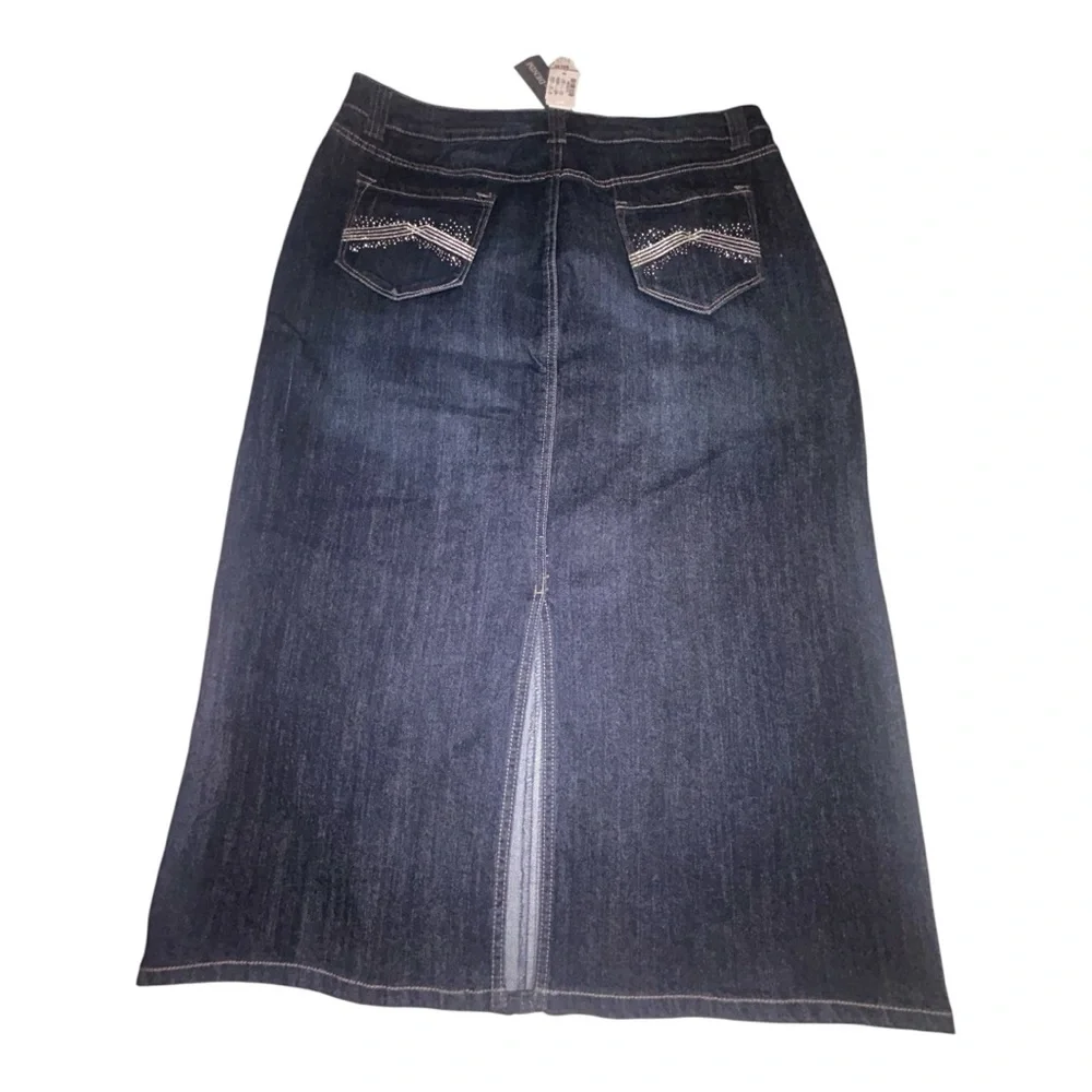 Christopher & Banks Black Denim Pencil Skirt size 14 new with tags