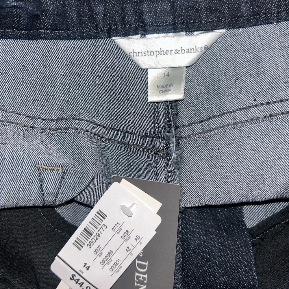 Christopher & Banks Black Denim Pencil Skirt size 14 new with tags
