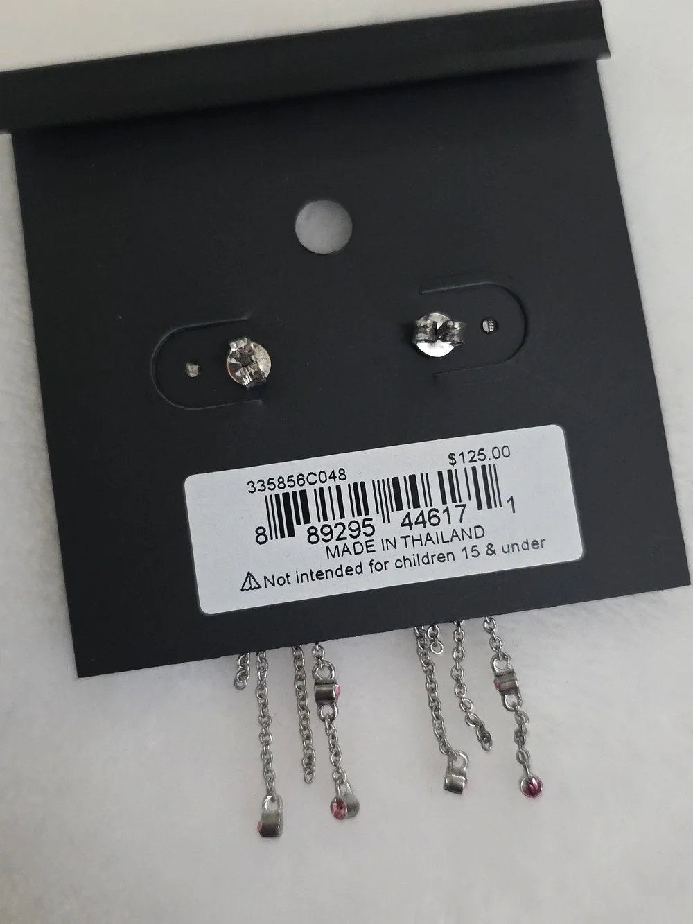 NWT COACH Pink Crystals Pave Silver Stainless Steel Bow Fringe Stud Earrings