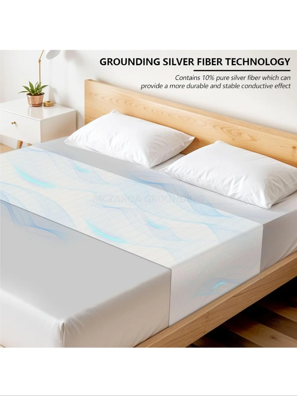 GROUNDING SHEET Silver Fiber Organic Cotton Bed Mat White Universal Fit NWT
